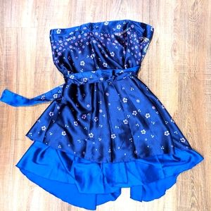 Convertible Dress, Wrap Skirt, Double layer satin, Indigo
